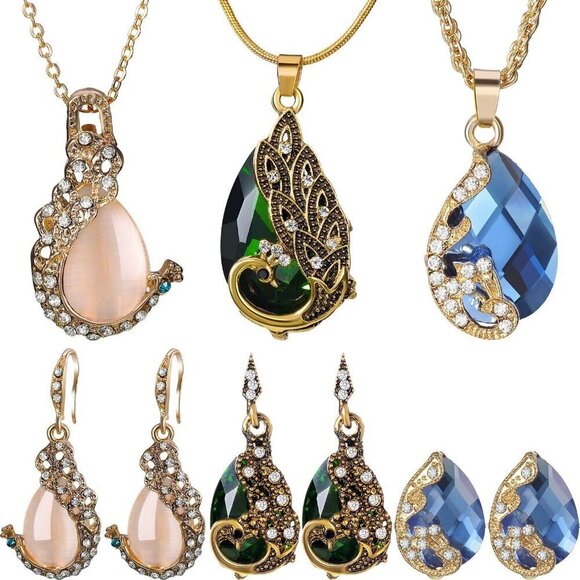 Jewelry - Jewelry Sets Women Water Drop Rhinestone Necklace Earrings Party Prom